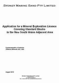 Sydney Marine Sand Mineral Exploration Licence Application